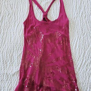 MNG Jeans Mango Pink Sequin Open Back Sleeveless Top